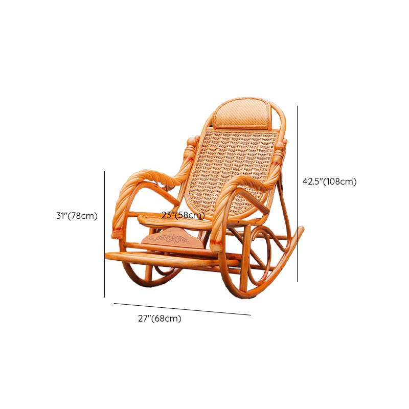 Traditional Rocking Chair Rattan Built-in Armrest Indoor Rocking Chair