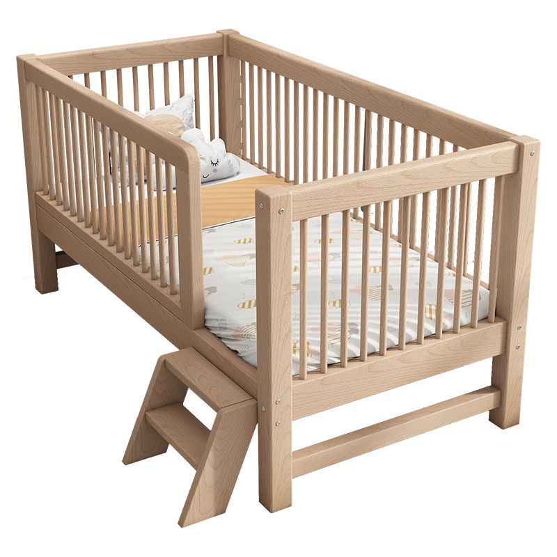 Solid Wood Crib 2-in-1 Convertible Crib with Mattress and Guardrails