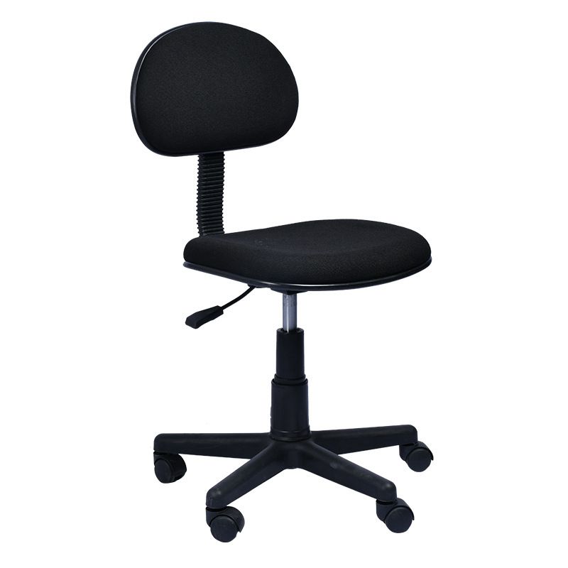 Contemporary Swivel Chair Microfiber Black Drafting Mid-Back Chair