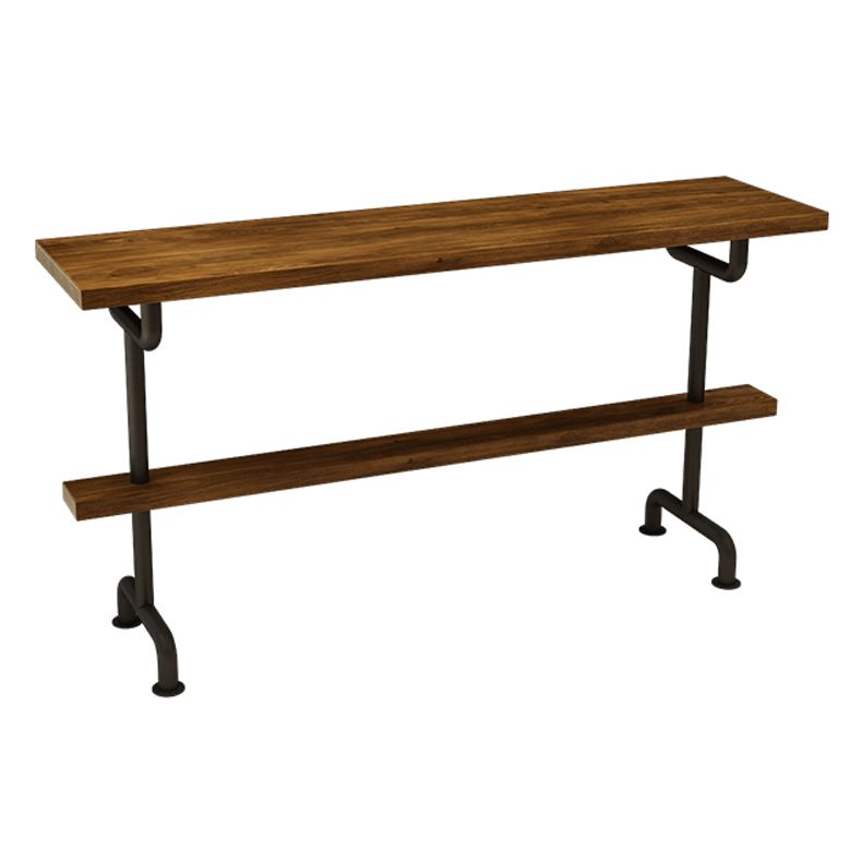 Rectangle Bar Dining Table Contemporary Wood Bar Table with Trestle Base