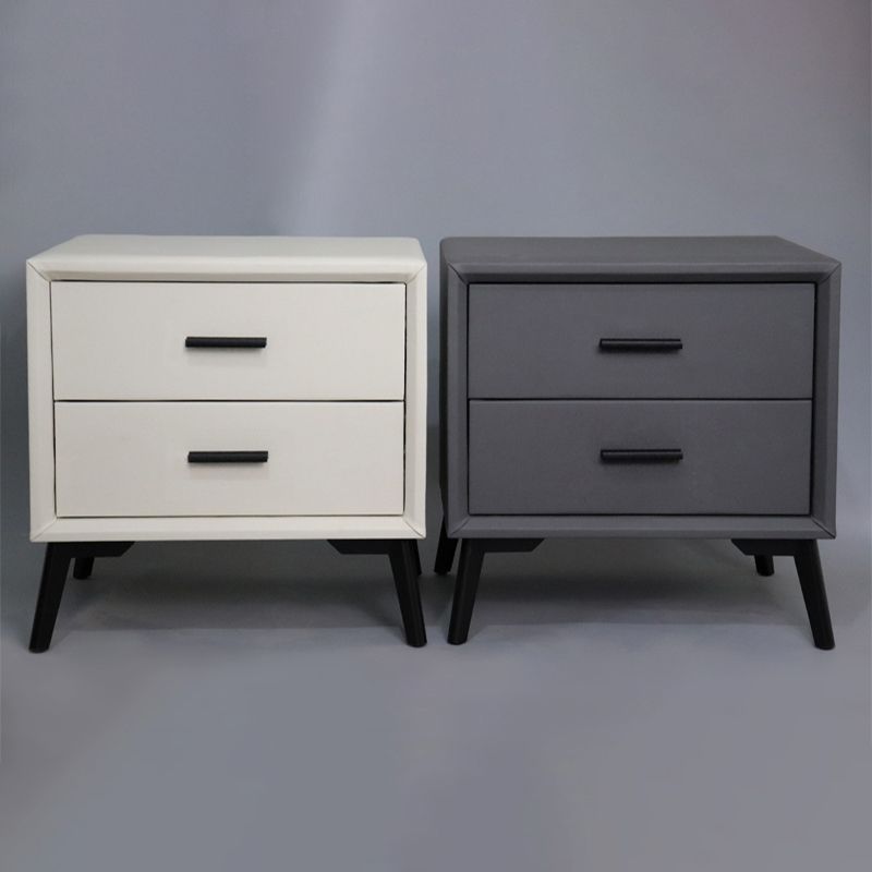 Two Drawer Solid Color Wood Nightstand 19.2"Tall Night Table