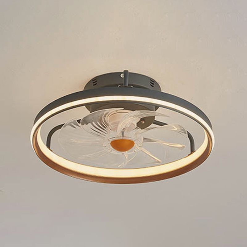 Plastic and Acrylic LED Fan Lighting Fixture Modern Round Ceiling Fan in Green