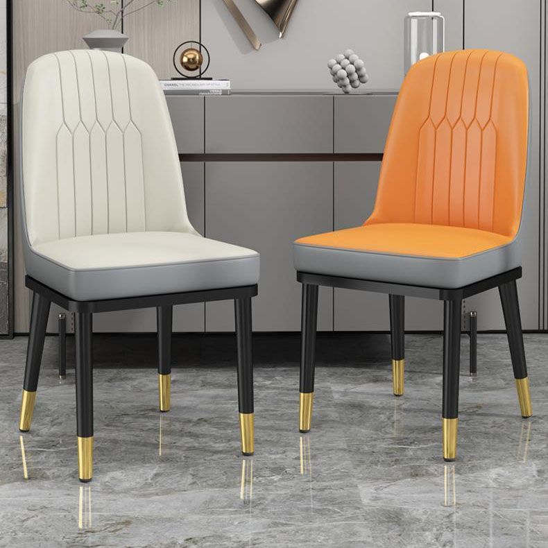 Glam Aimless Dining Chairs Parsons Furniture with Steel Legs in Matte Finish