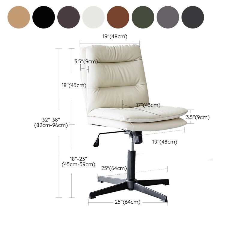 Armless Office Chair No Distressing Ergonomic Desk Chair with Wheels