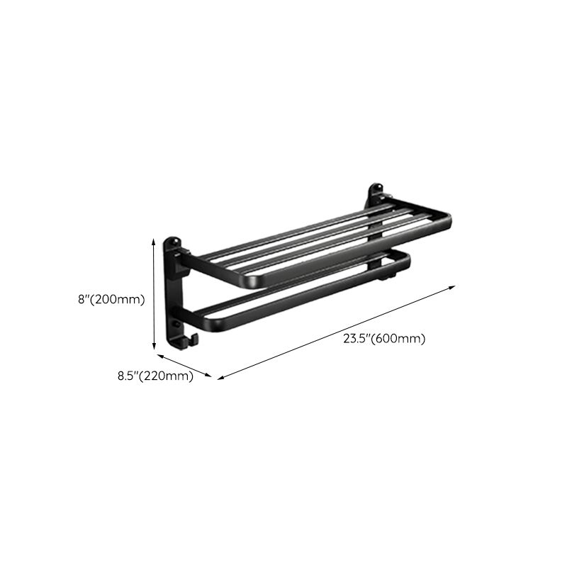 Contemporary Black Finish Bathroom Accessory Set with Bath Shelf/Towel Bar