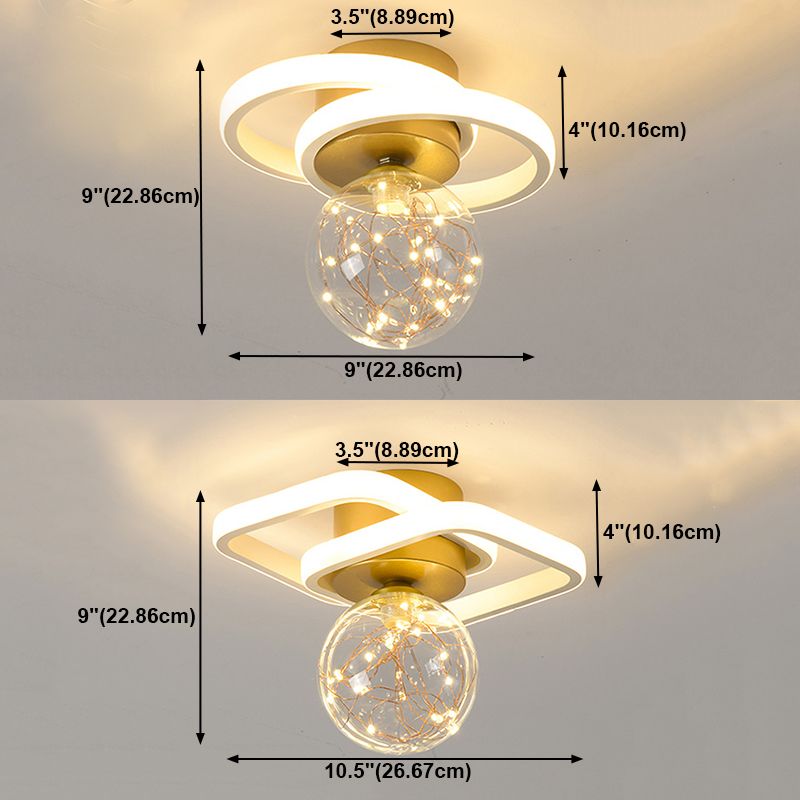 Ball Shape LED Ceiling Lamp Modern Iron 3 Lights Flush Mount for Living Room Corridor