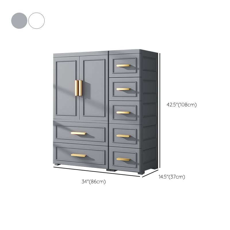 Modern Plastic Armoire Cabinet Bedroom Youth Armoire with Wheels