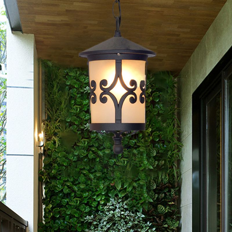 Pendre de café en verre transparent / blanc Lantern 1 Countryside Bulbe Éclairage en suspension pour le balcon