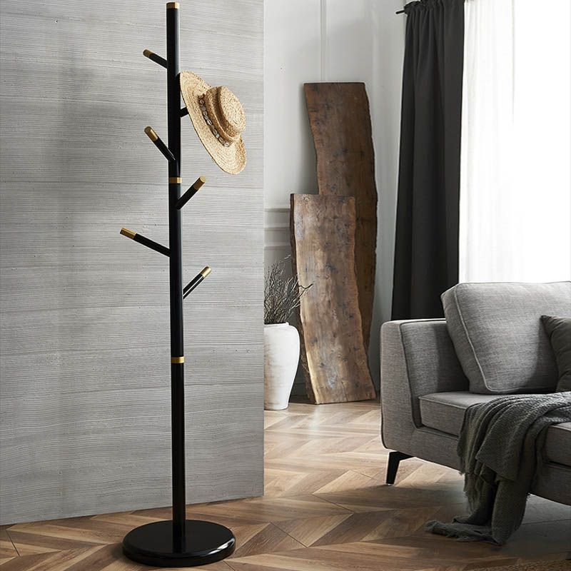 Modern Wood Entryway Coat Rack Free Standing Hall Tree with 7 Hooks