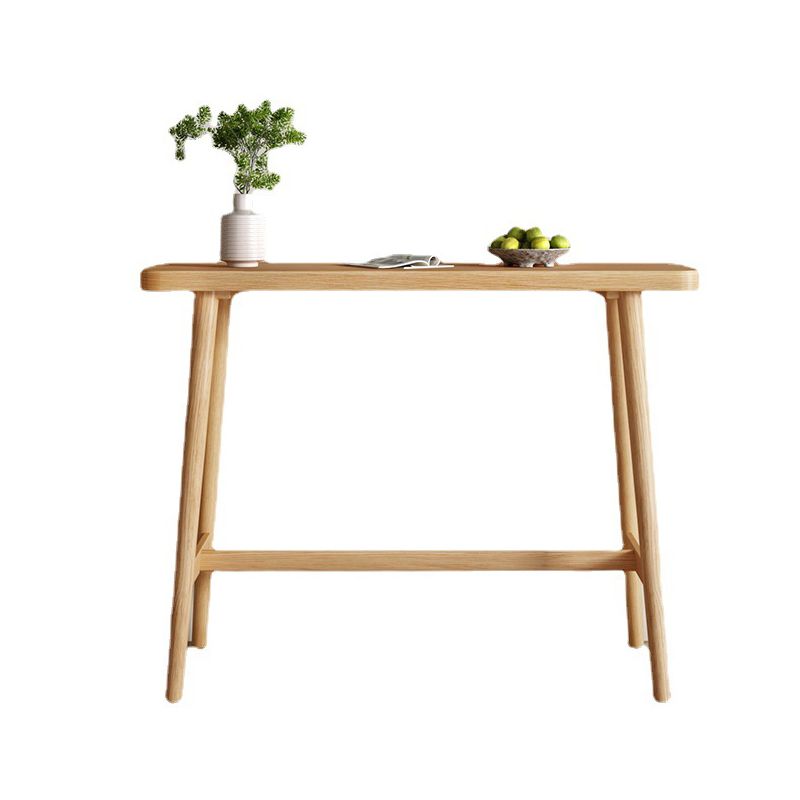 Modern Rectangular Bar Table Solid Wood Bistro Table with Trestle Base