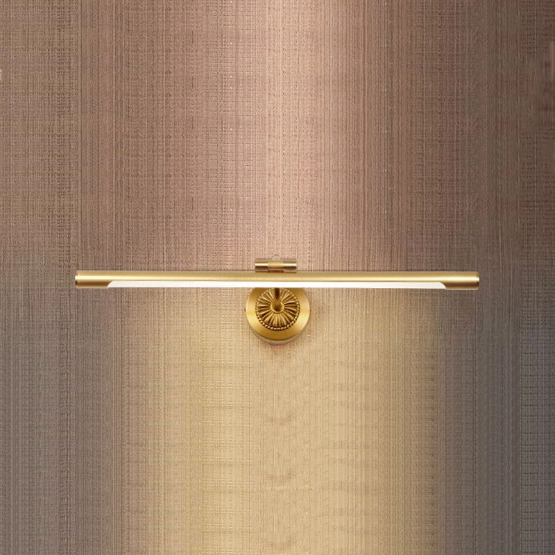 Linear Metal Wall Sconce Modern Style 1 Light Mirror Wall Mount Light Fixture in Gold