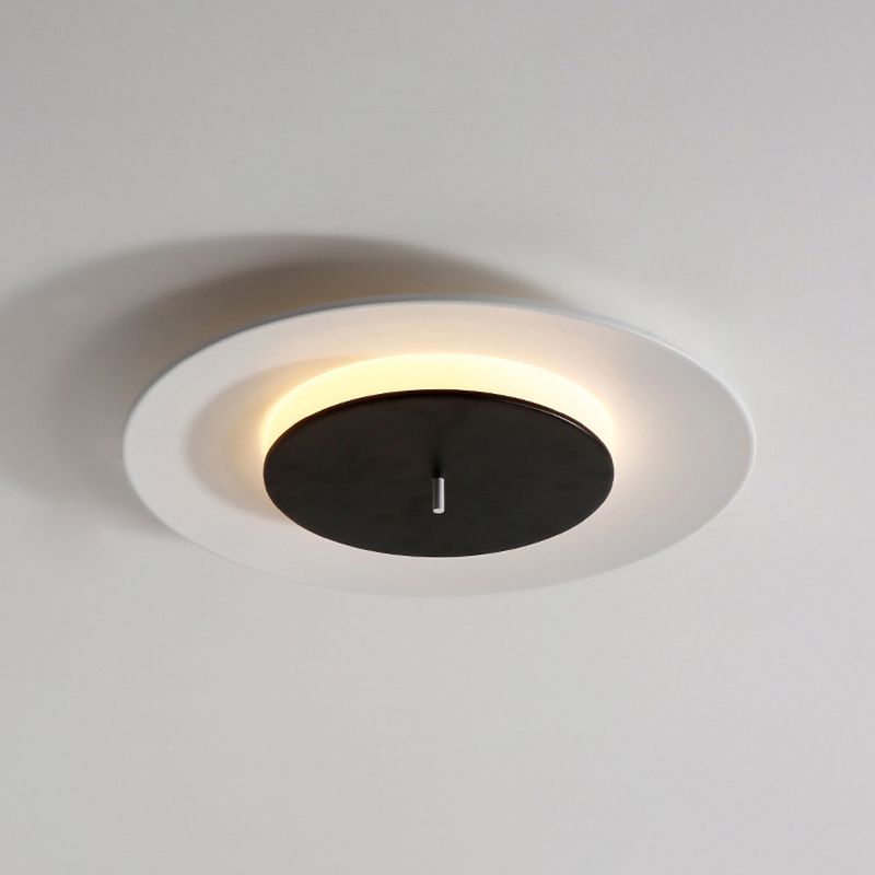 Fer 2-Couche ronde Thin Ceiling Éclairage Macaron Rose / Noir / Blanc LED Flush Fixture en 3 Lumière