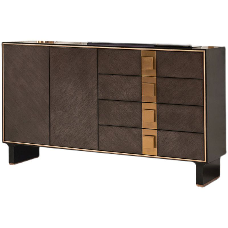 Engineered Wood Sideboard Cabinet 2 Doors Server with Solid Wood Legs