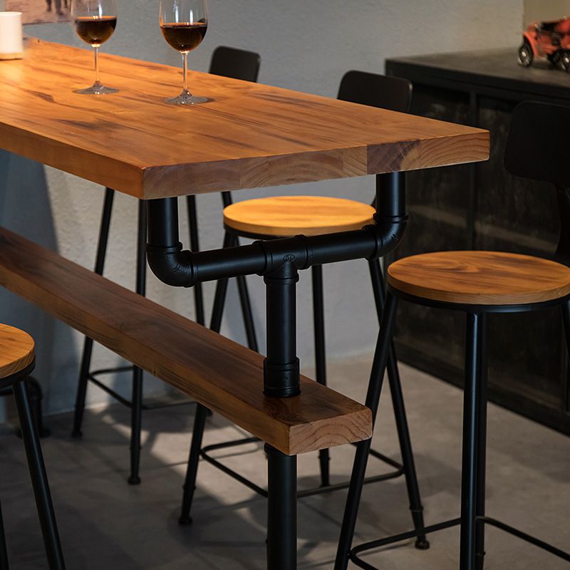 Brown Industrial Style Bar Table Solid Wood Milk Tea Shop Casual Table