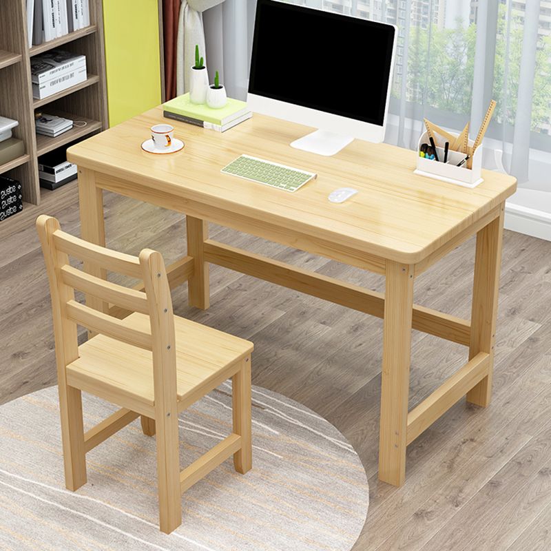 Modern Natural Children's Desk with Rectangle Top in Solid Wood