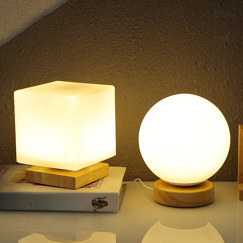 Nordic Style Geometrical Table Lamp Modern Glass Desk Lamp for Study Bedroom