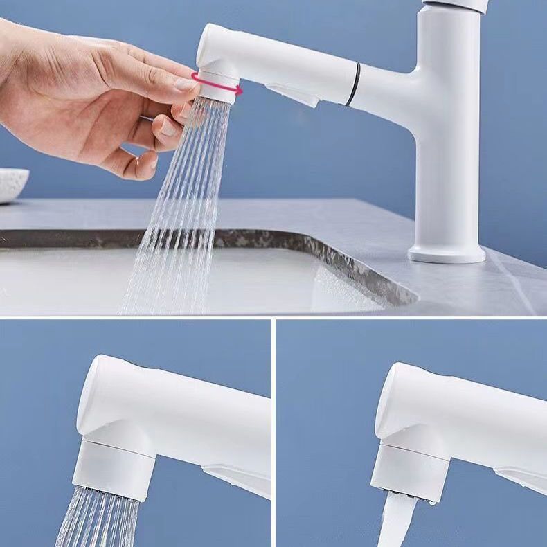 Modern Vessel Sink Faucet Copper 1-Handle Low Arc Retractable Vessel Faucet for Bathroom