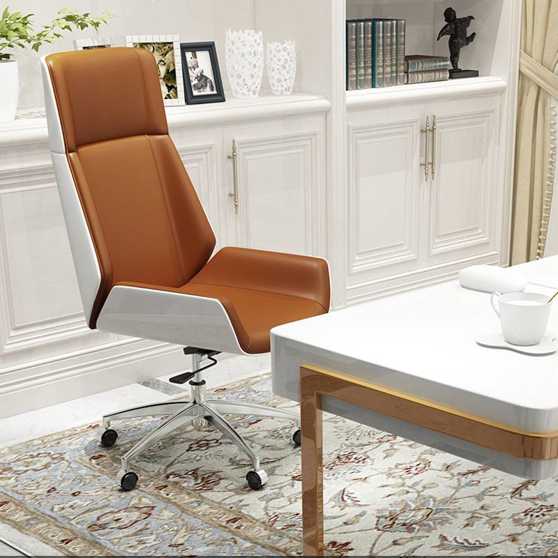 High Back Leather Office Chair Rotatable Desk Chair with Wheels