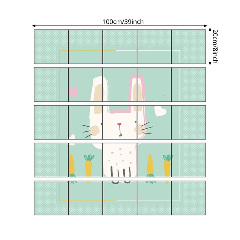 Green Cartoon Wallpaper Panels 12.9-sq ft Rabbit and Carrot Pattern Removable Wall Art for Home