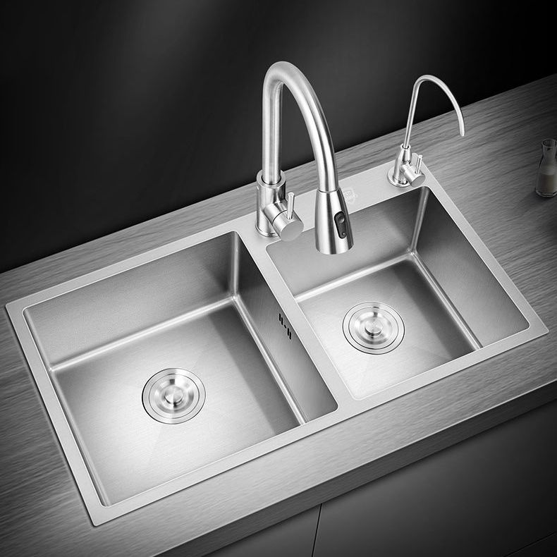 Stainless Steel Kitchen Sink Double Bowl Kitchen Sink with Rectangular Shape