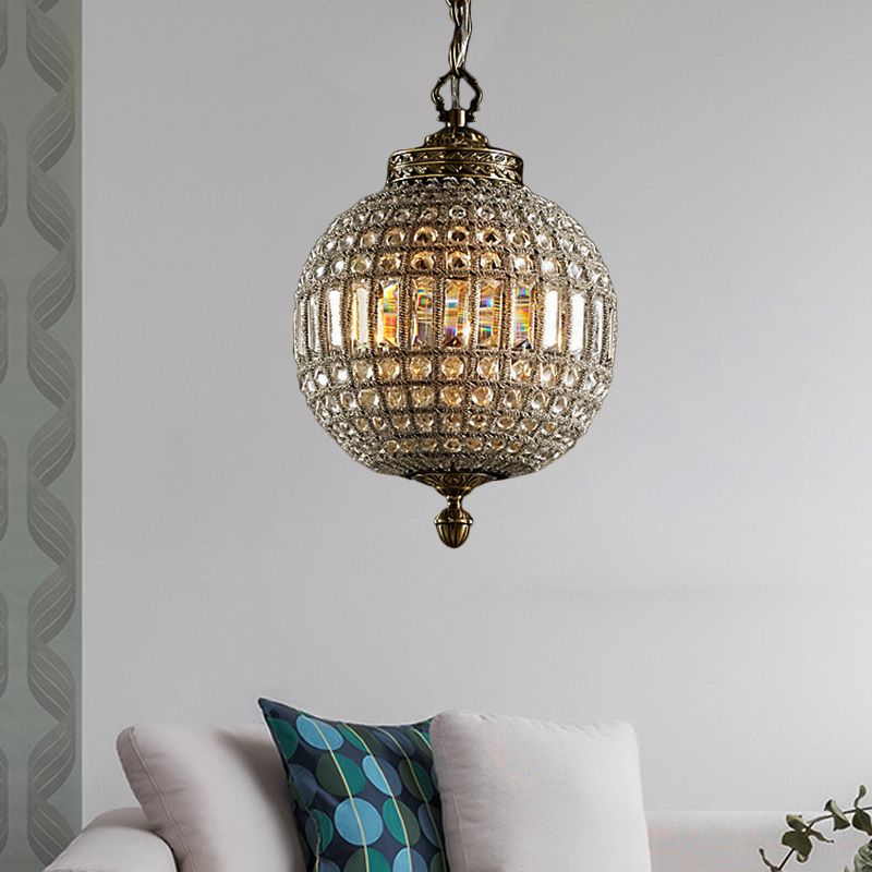 Crystal Globe hangende lamp traditionele een enkele kop woonkamer hanger plafondlicht in goud