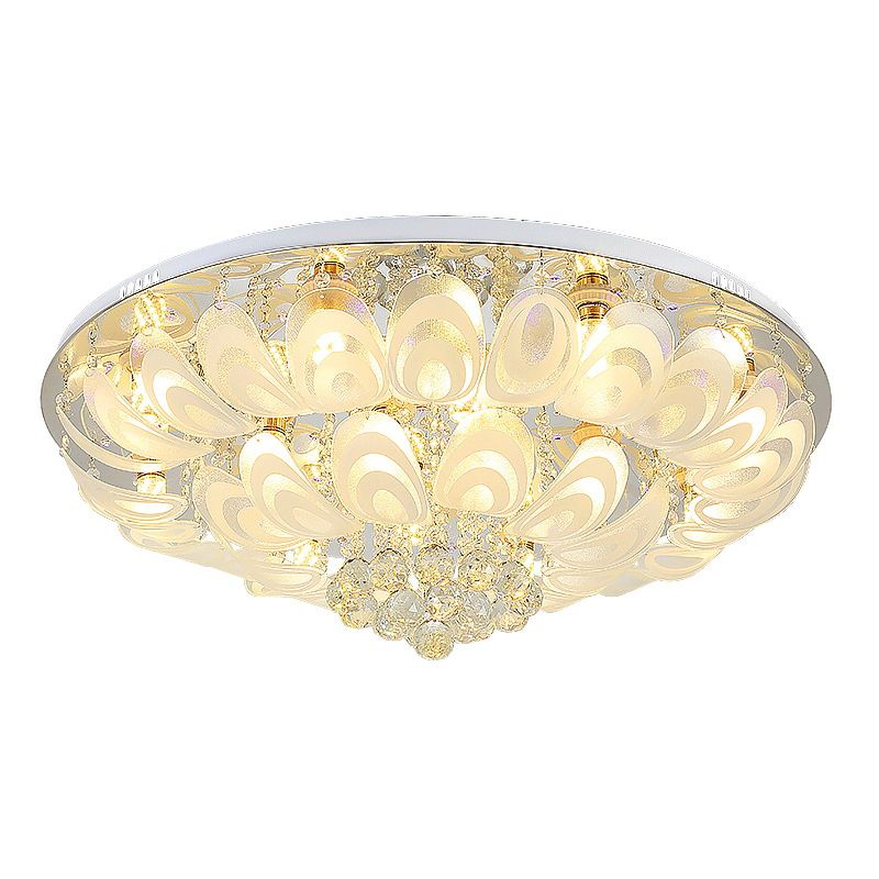 5/8/14-Light Modernism Golden Finish Flush Mount Lighting Round LED Ceiling Light