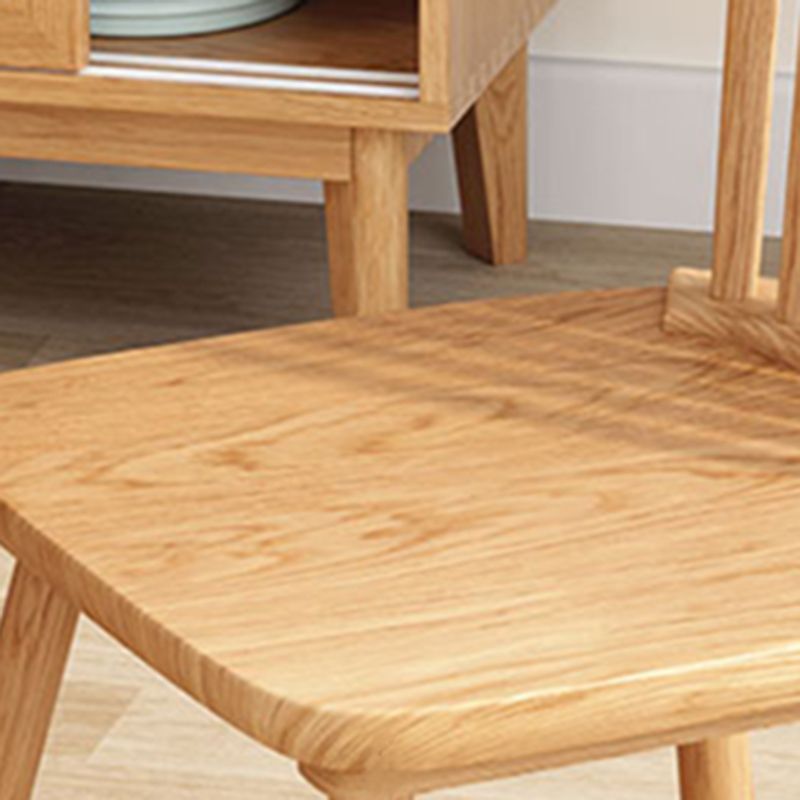 Modern Armless Backrest Wood Chair with Rubber Wood Legs for Dining Room