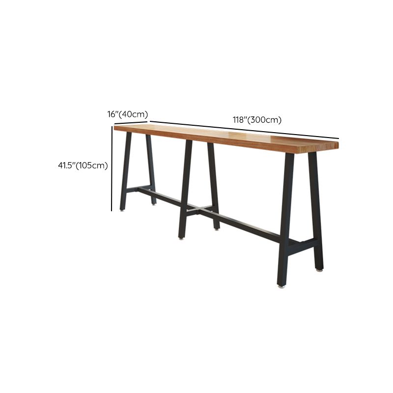 Rectangular Bar Height Table Black Metal Base Bistro Bar Table for Living Room