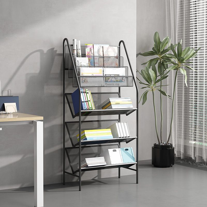 Contemporary Metal Ladder Bookshelf Closed Back Vertical Iron Bookcase