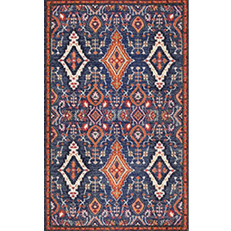 Traditional Medallion Pattern Rug Moroccan Polyester Area Rug Stain Resistant Carpet for Living Room