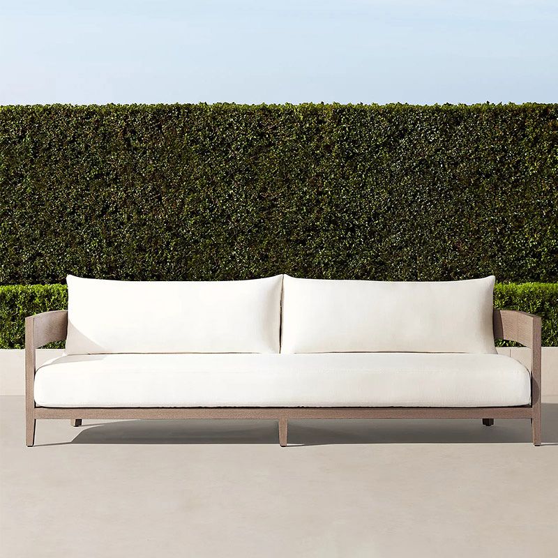 White Minimalist Patio Sofa Farmhouse Style Villa Outdoor Patio Sofa