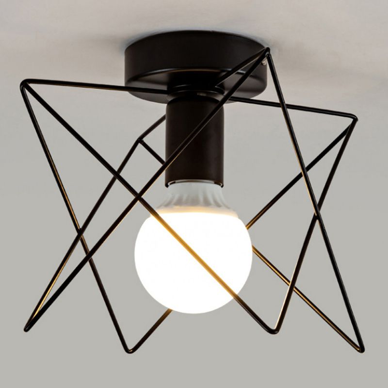 Geometric Shape Metal Flush Ceiling Light Modern 1 Light Flush Mount Light in Black