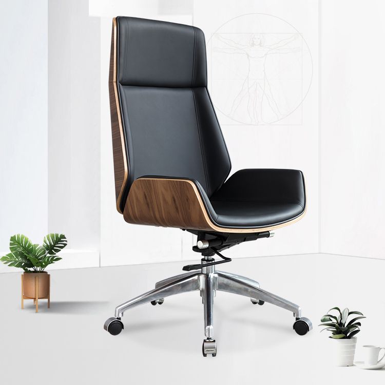 High Back Office Chair Leather Seat with Fixed Armrest Adjustable with Office Chair