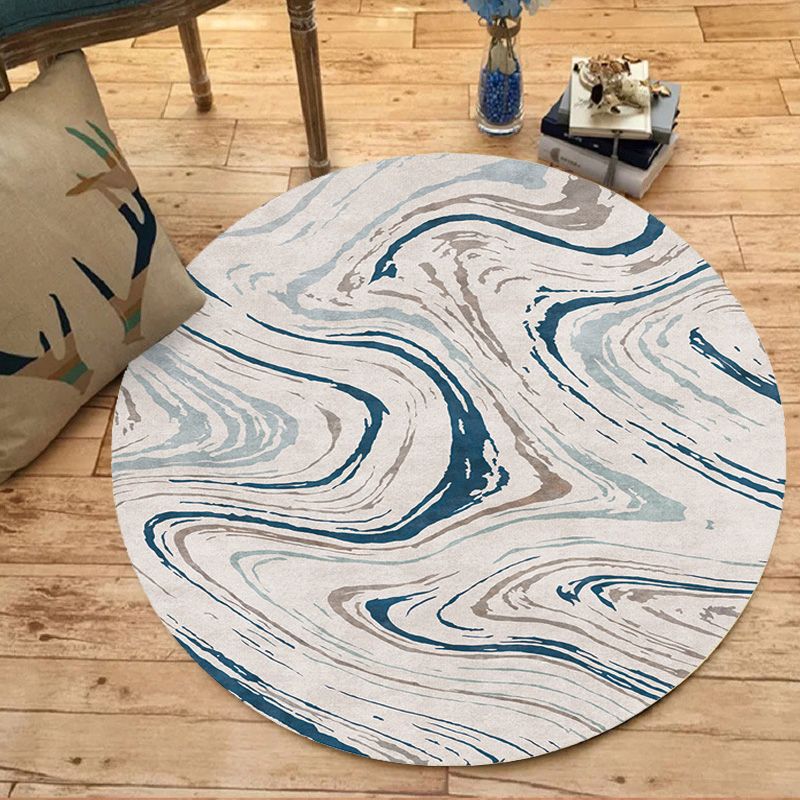 Funky Contemporary Rug Multicolor Watercolor and Swirl Striped Pattern Rug Pet Friendly Anti-Slip Washable Area Rug for Study