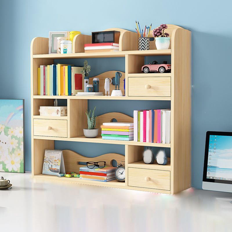 Contemporary Closed Back Book Shelf Pine Standard Kids Bookcase in Light Wood