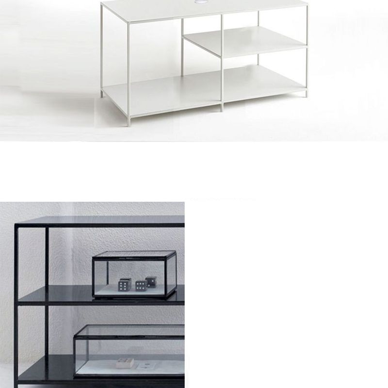 Industrial TV Media Stand Open Shelving TV Stand Console with Shelves