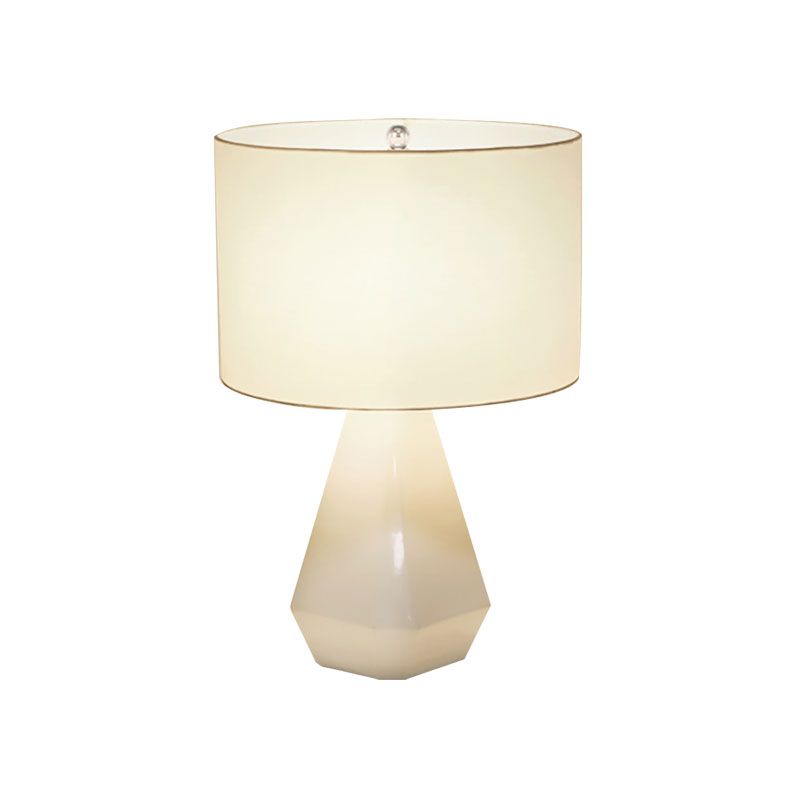 Drum Reading Book Light Modernism Fabric 1 Light Desk Light in White for Bedroom