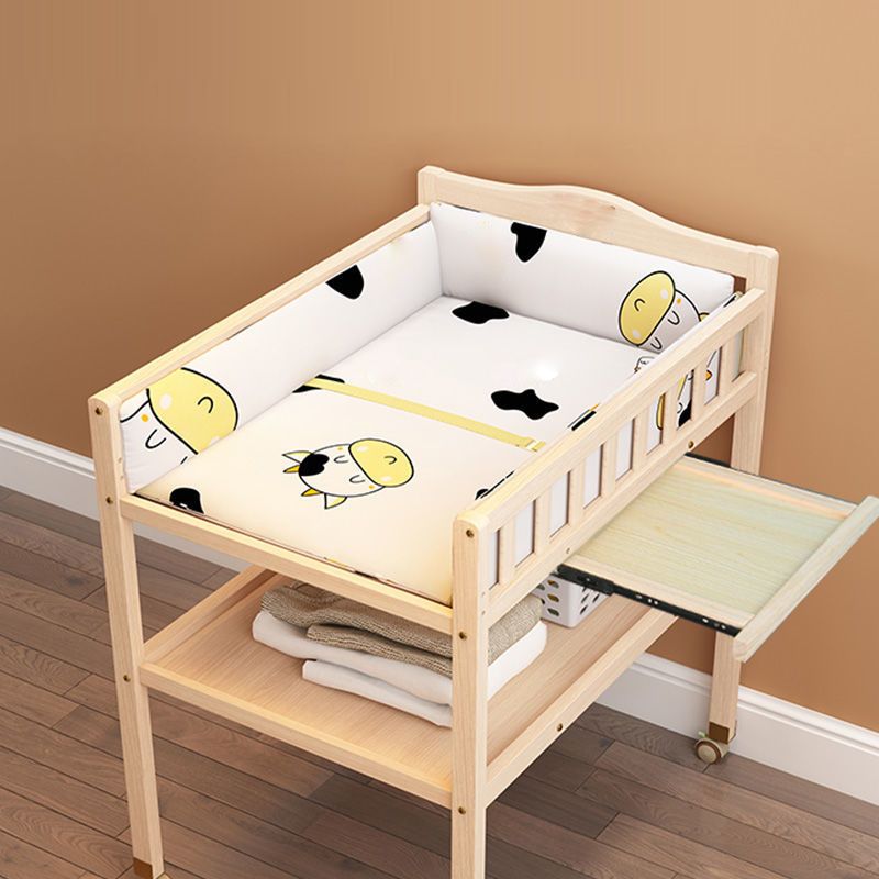 Wooden Baby Changing Table Modern Changing Table with Shelf and Changing Pad