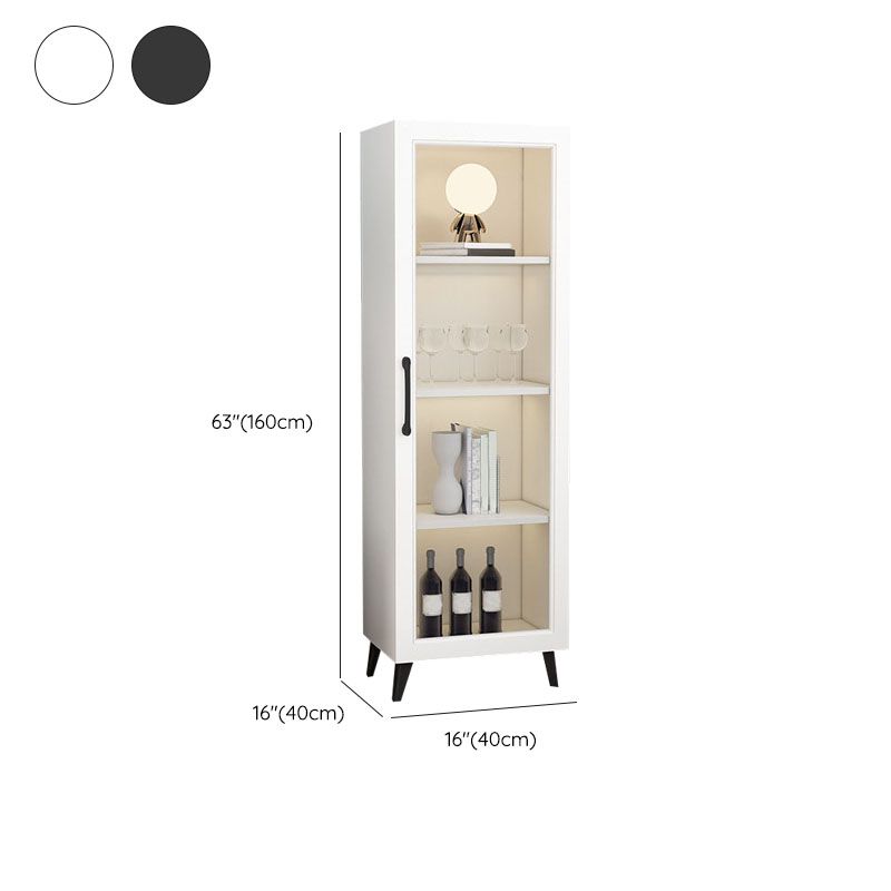 Contemporary Display Stand Faux Wood Glass Doors Storage Cabinet with Door