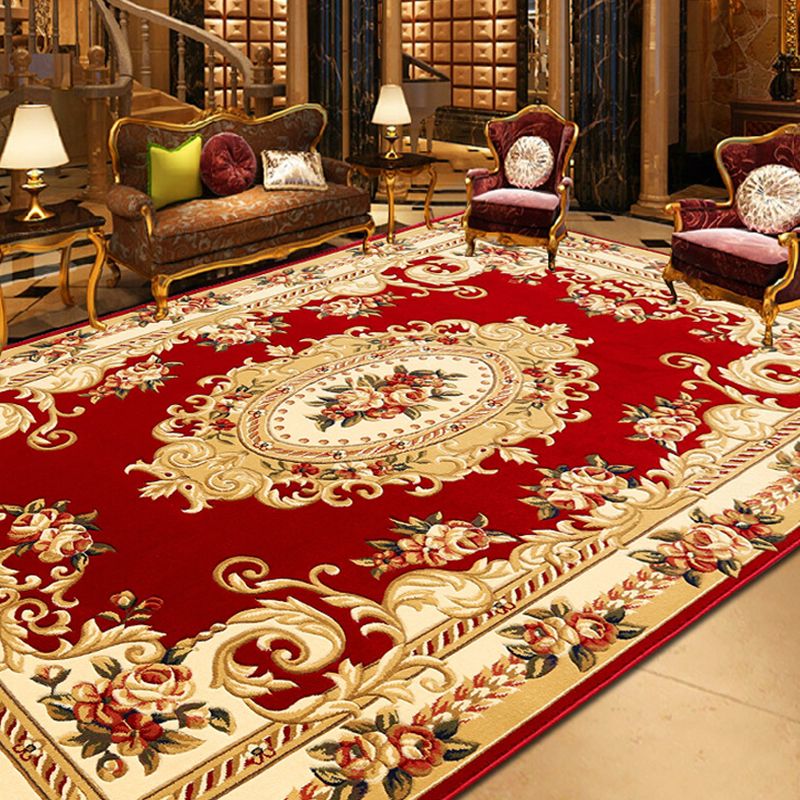 Antique Floral Design Carpet Polyester Indoor Rug Stain Resistant Area Carpet for Home Decoration