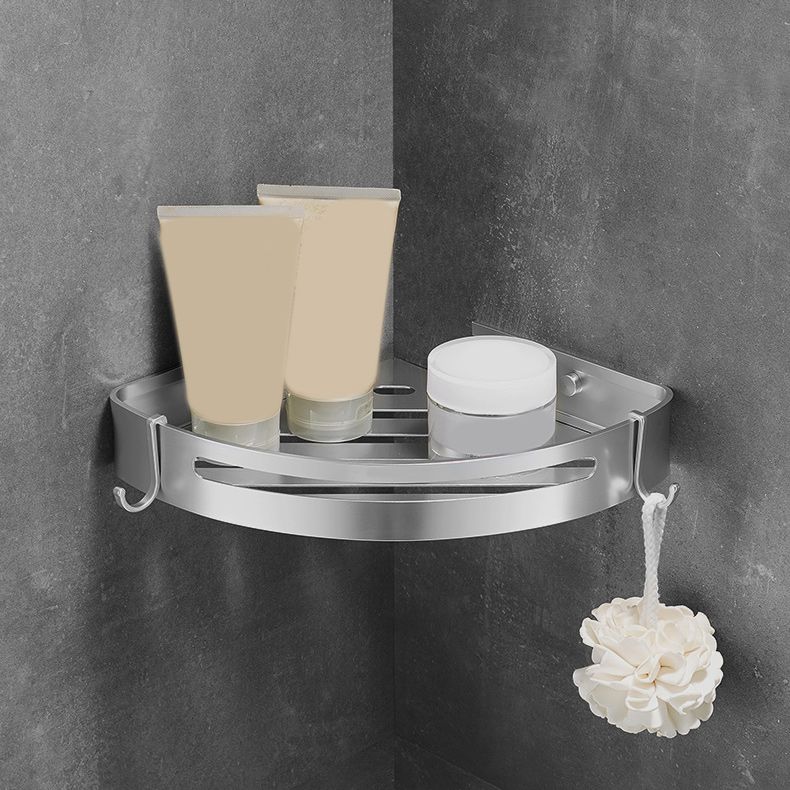 6-Piece Bathroom Hardware Set in Silver with Bath Shelf/Robe Hooks/Towel Bar