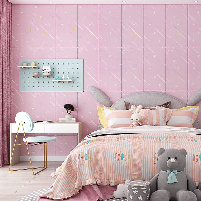 Contemporary Wall Ceiling Cartoon Print Peel and Stick Waterproof Wall Panel