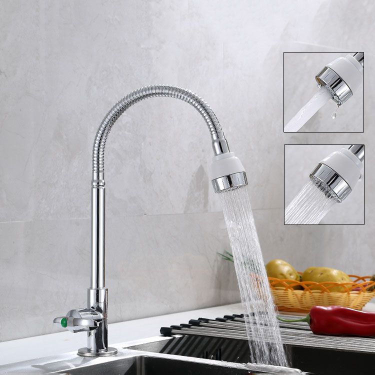 Modern 1-Hold Kitchen Faucet Single Handle Water Faucet in Chrome