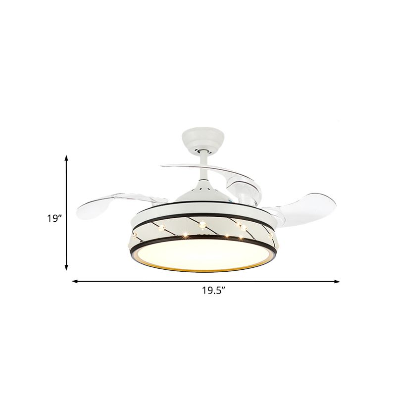 19.5 "brede witte LED Semi Flush Light Simple Metal Round Flush Mount Plafingventilator met 3 bladen