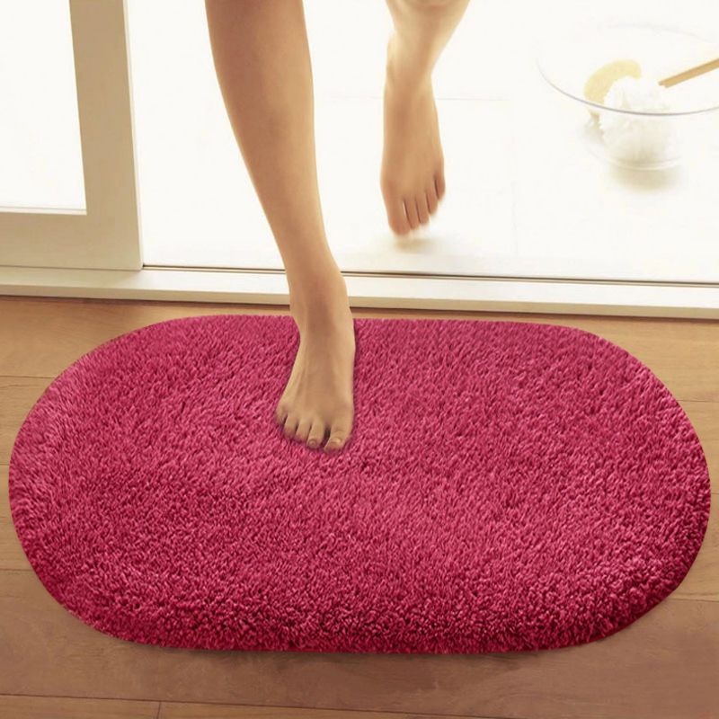 Multicolor Front Door Rug Casual Plain Carpet Faux Wool Anti-Slip Backing Handmade Rug