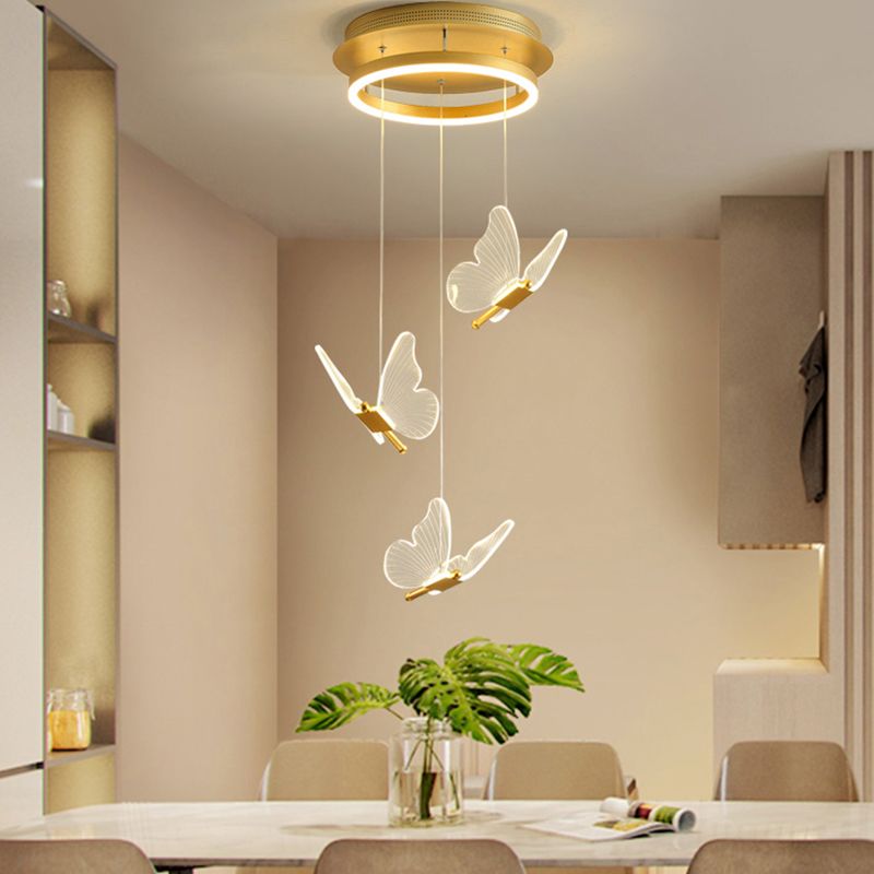 Modern Style Butterfly Hanging Ceiling Light Clear Acrylic Pendant Lighting Fixtures