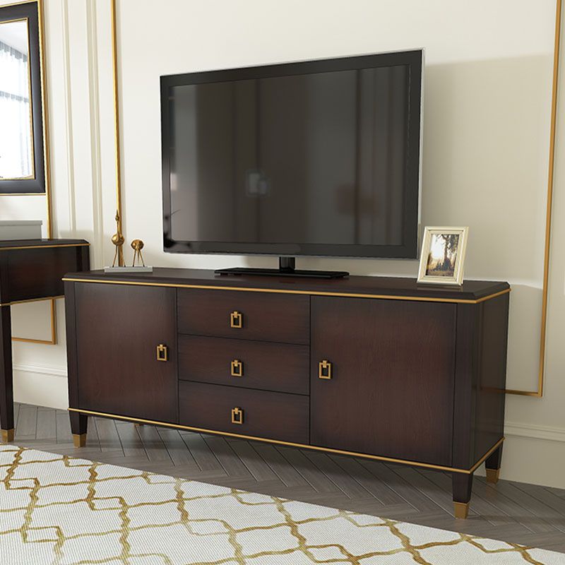 Modern TV Stand Console Solid Wood TV Media Console with Drawers