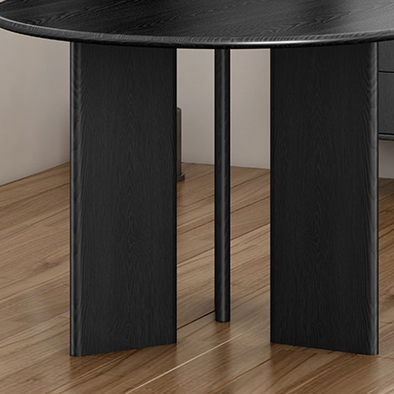 Modern Round Dining Table Wooden Black Dinner Table for Dining Room