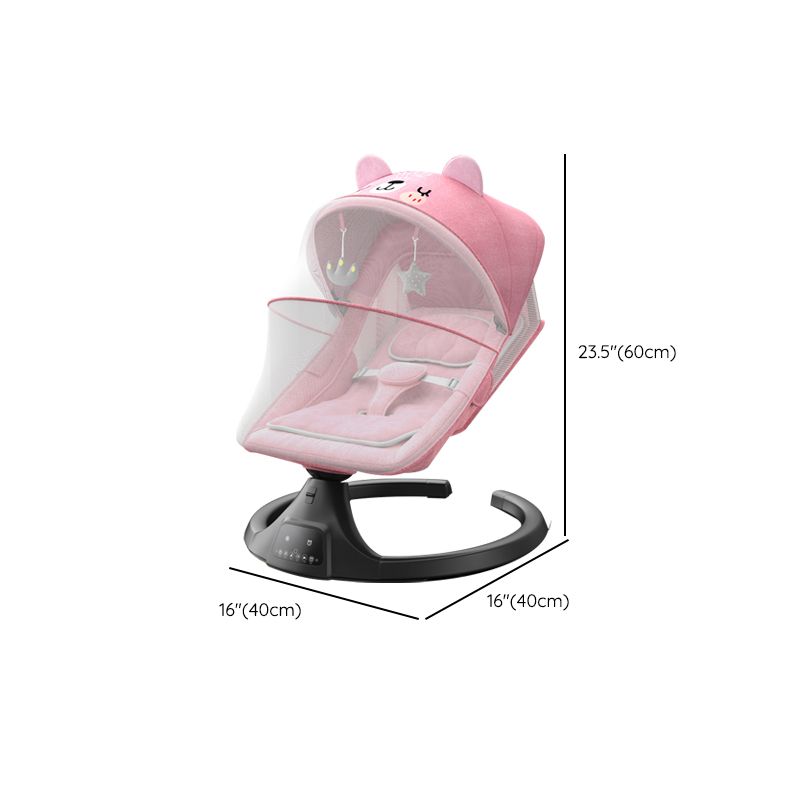 Modern Metal Rocking Oval Electric Crib Cradle with Canopy Pillow