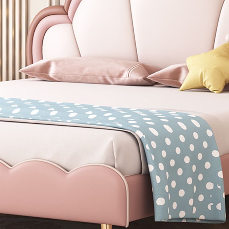 Pink Leather Contemporary King & Queen Bed Upholostered Princess Bed Frame